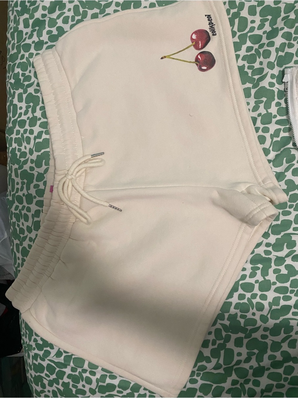 Edikted Cream Cherry-Graphic Athletic Lounge Shorts